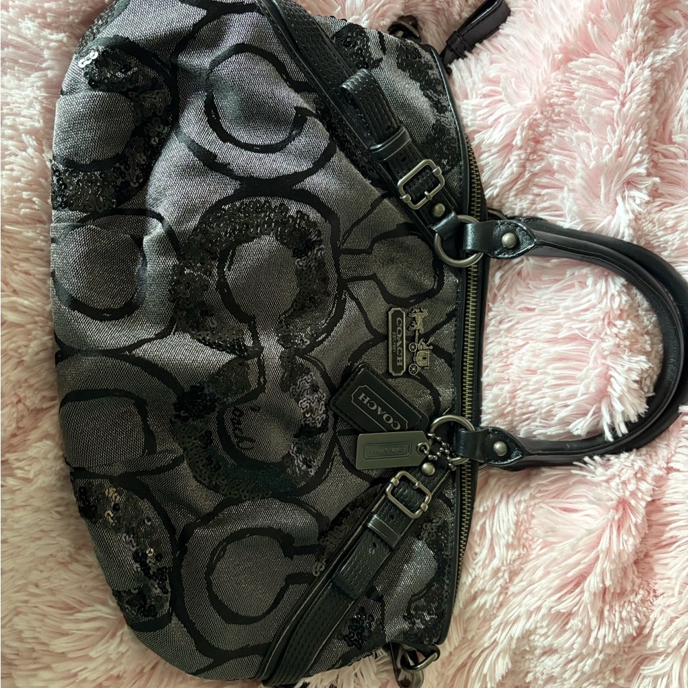 Coach Black and Silver Shoulder Bag
